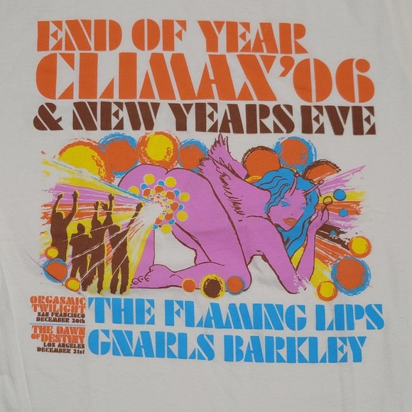 Vtg End Of Year Climax 2006 & New Years Eve Flaming Lips Gnarls Barkley T-shirt - Picture 2 of 4